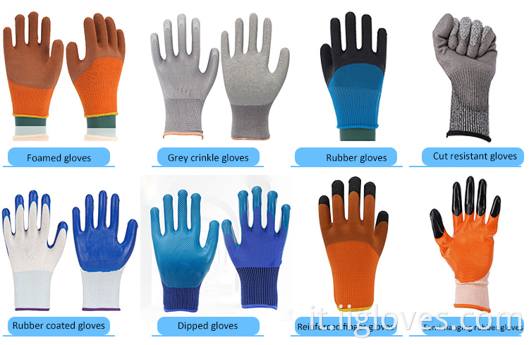 Schiuma in nylon in nylon arancione Terry guanti marroni in lattice in lattice in schiuma resistente ai guanti a allegria